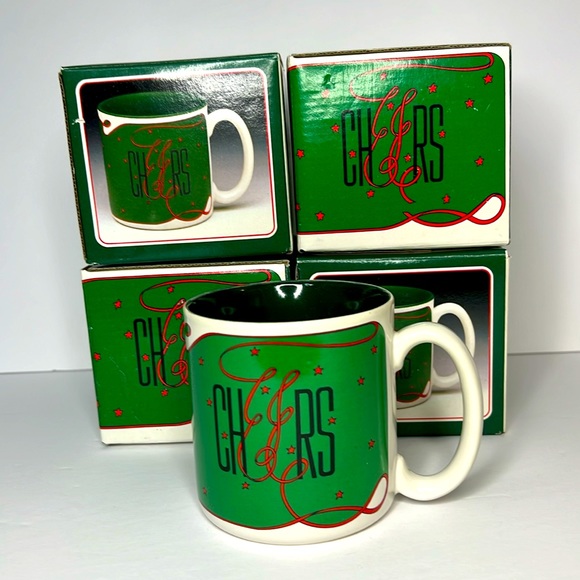 Set of 4 1988 Cheers Potpourri Press Christmas New Year’s Holiday Coffee Mug Cup - Picture 2 of 5